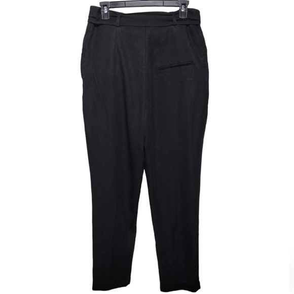 H&M Conscious Women's Black High-Rise Belted Linen Crop Pants - Picture 8 of 9